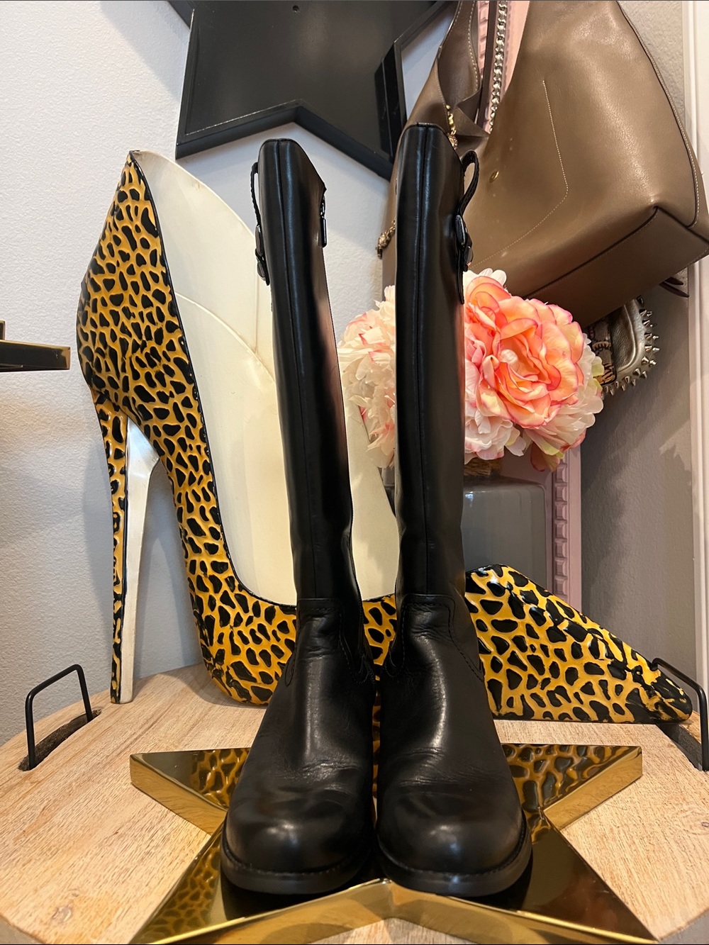 Blondo Black Leather Knee-High Riding Boots